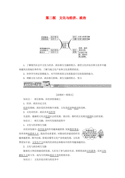 人教版政治必修三：第1课第2框《文化与经济、政治》名师精讲(含答案)