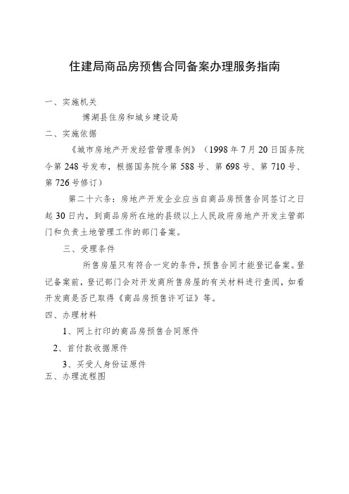 住建局商品房预售合同备案办理服务指南