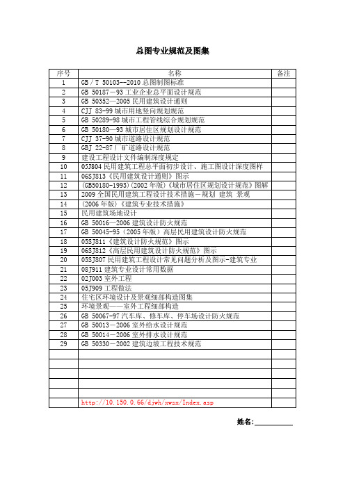 总图专业规范及图集