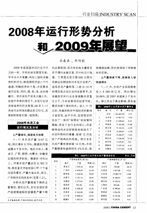 2008年运行形势分析和2009年展望