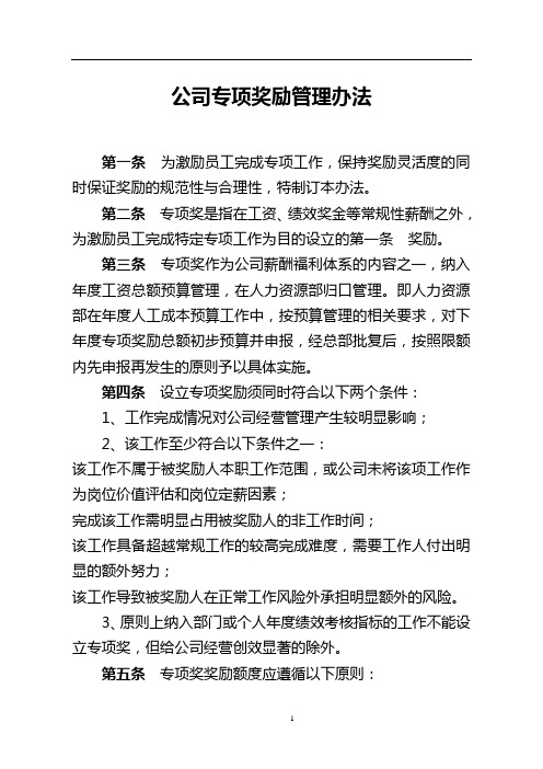 公司专项奖励管理办法