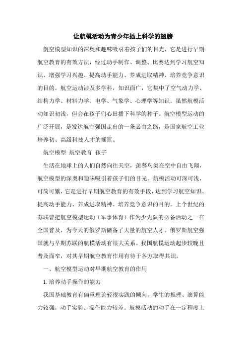 让航模活动为青少年插上科学翅膀[论文]