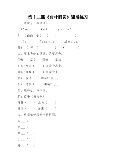 第十三课《荷叶圆圆》课后练习