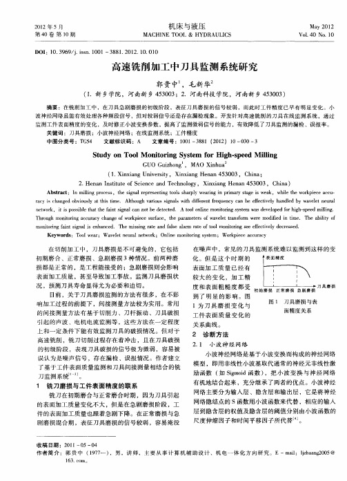 高速铣削加工中刀具监测系统研究