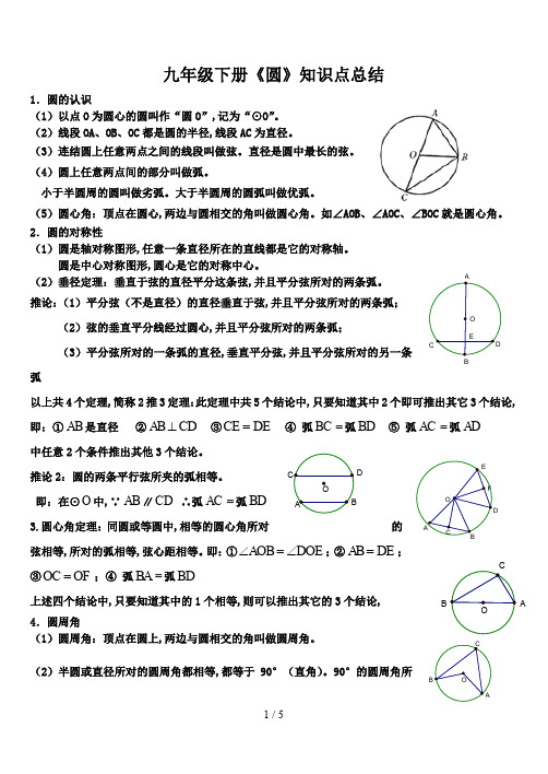九年级下册《圆》知识点总结