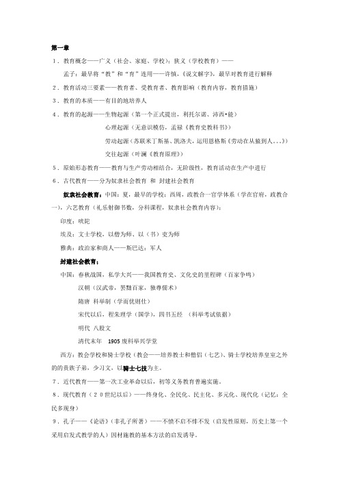 2017教师资格证重点考点整理