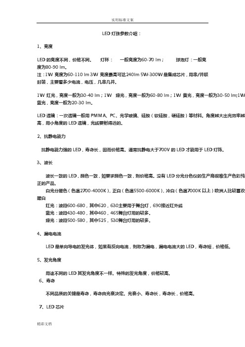 led灯珠全参数功率
