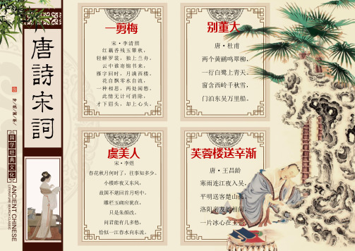 小学生古诗词手抄报小报模板A4001