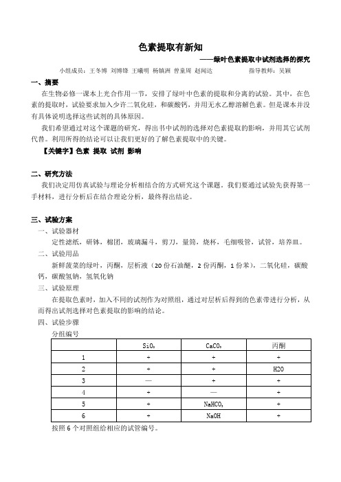 色素提取有新知