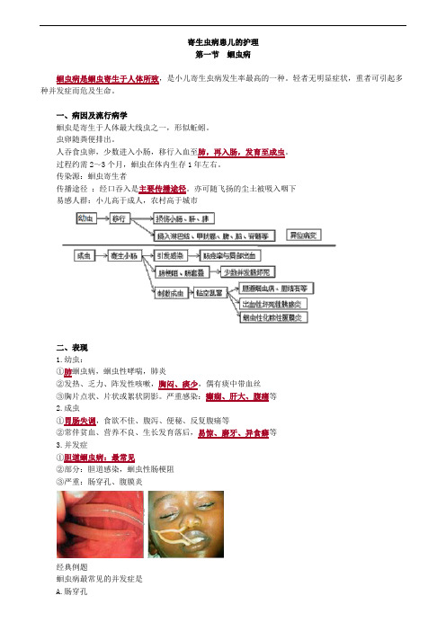 儿科护理学-寄生虫病患儿的护理考点汇总