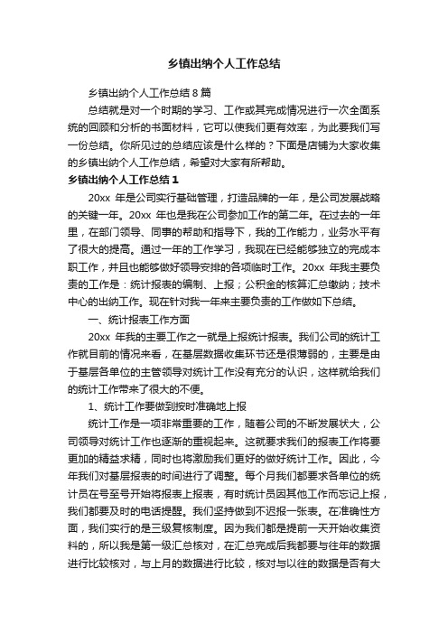 乡镇出纳个人工作总结