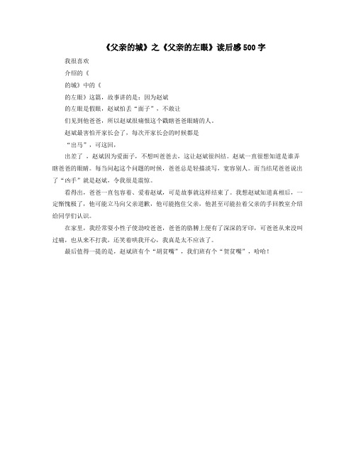 《父亲的城》之《父亲的左眼》读后感500字