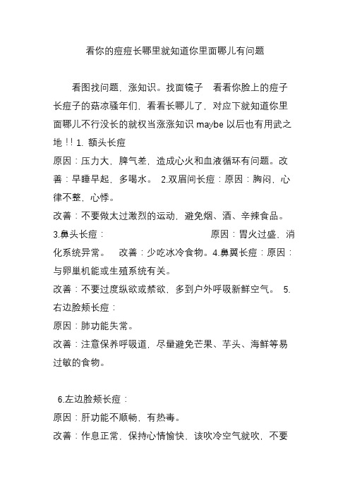 看你的痘痘长哪里就知道你里面哪儿有问题
