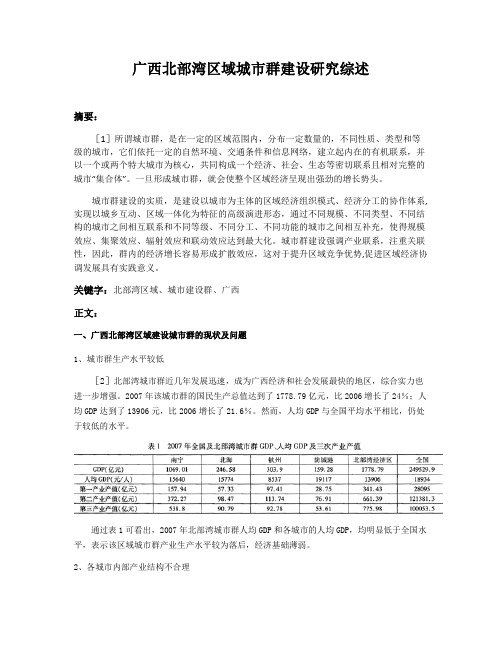 北部湾区域城市群建设研究综述