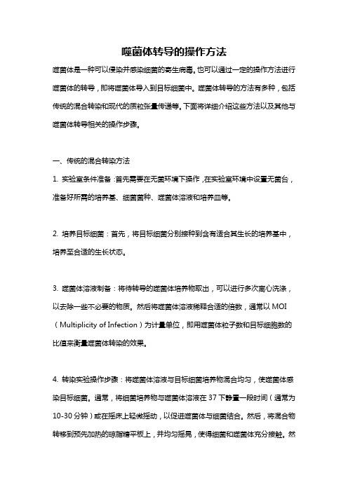噬菌体转导的操作方法
