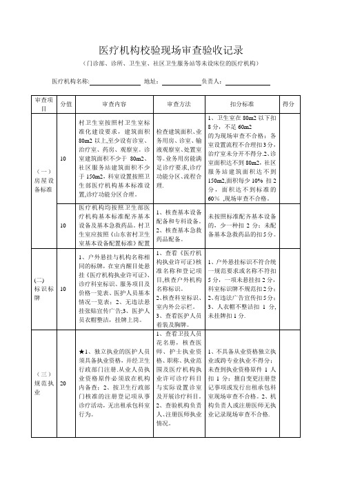 医疗机构校验现场审查验收记录