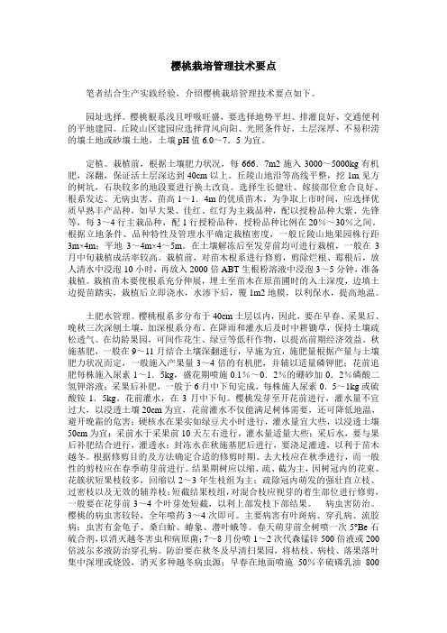 樱桃栽培管理技术要点