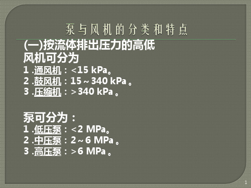 泵与风机的分类和特点