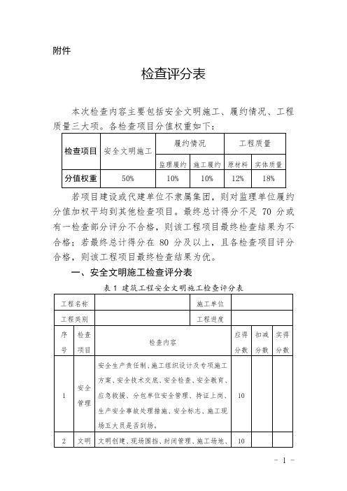飞检体系建筑项目评分表