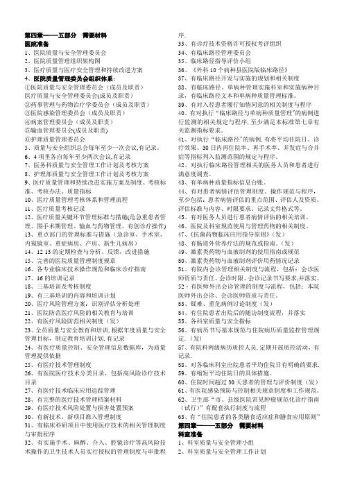 二级医院评审需要材料目录