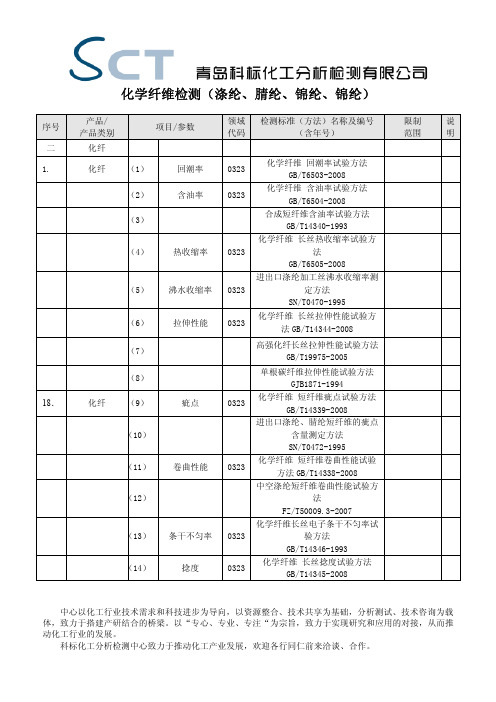 化学纤维检测(涤纶、腈纶、锦纶、锦纶)