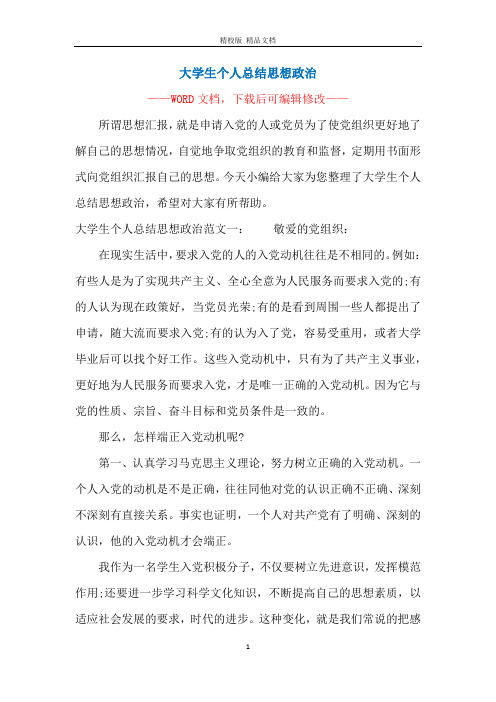 大学生个人总结思想政治