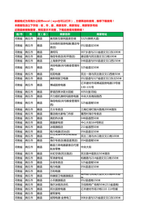 2020新版河南省商丘市睢县家用电器工商企业公司商家名录名单联系电话号码地址大全308家