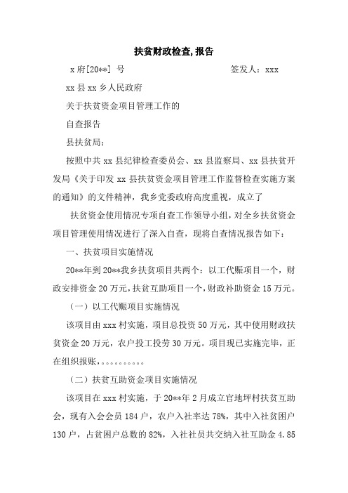 扶贫财政检查,报告