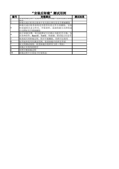 安装卸载测试用例模版