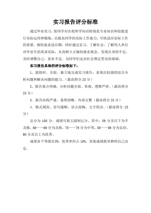 实习报告评分标准