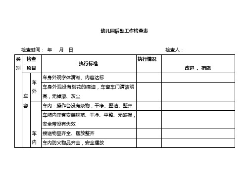 幼儿园后勤工作检查表