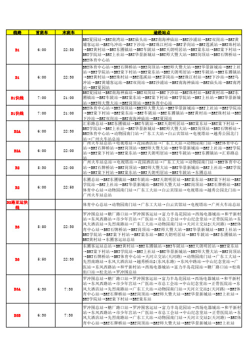 广州BRT快速公交线路