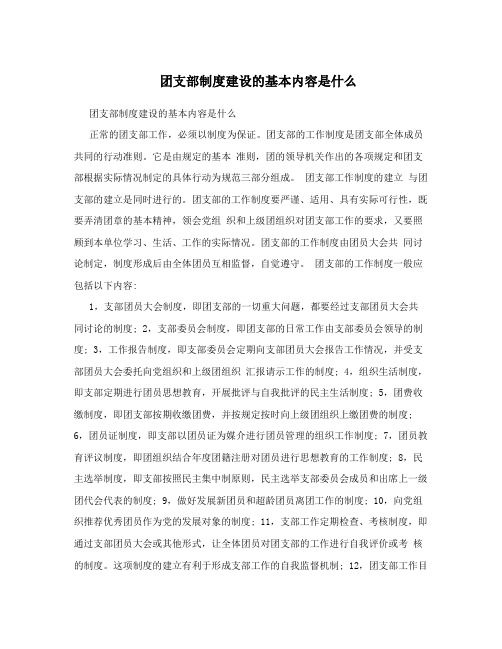 团支部制度建设的基本内容是什么