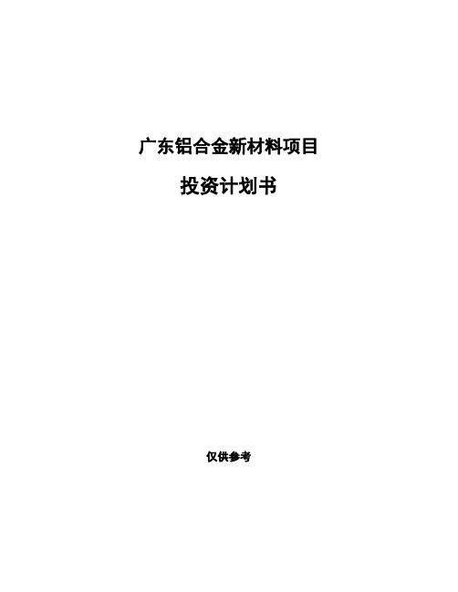 广东铝合金新材料项目投资计划书