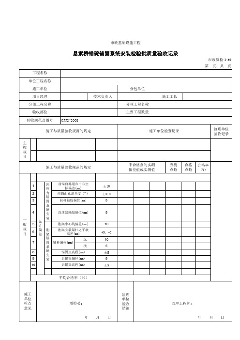 32069悬索桥锚碇锚固系统安装检验批质量验收记录