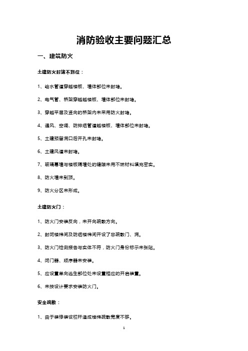 消防验收主要问题汇总