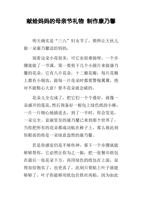 献给妈妈的母亲节礼物制作康乃馨