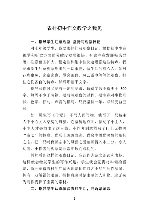农村初中作文教学之我见