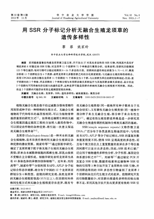 用SSR分子标记分析无融合生殖龙须草的遗传多样性