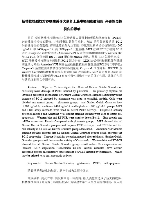 栝楼桂枝颗粒对谷氨酸诱导大鼠肾上腺嗜铬细胞瘤细胞 兴奋性毒性损伤的影响