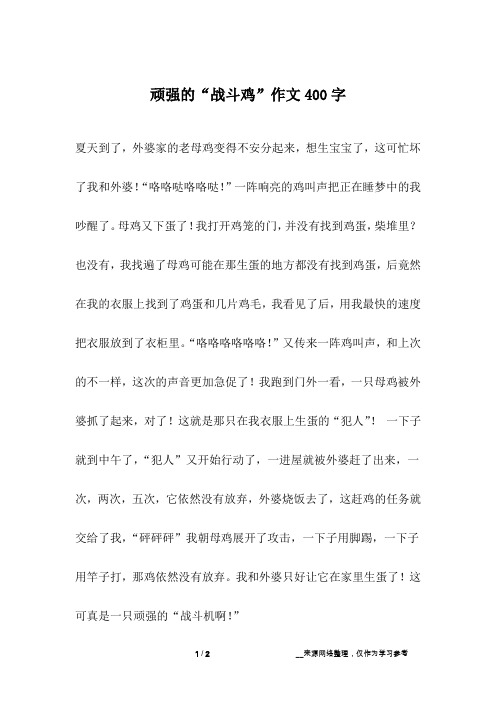顽强的“战斗鸡”作文400字