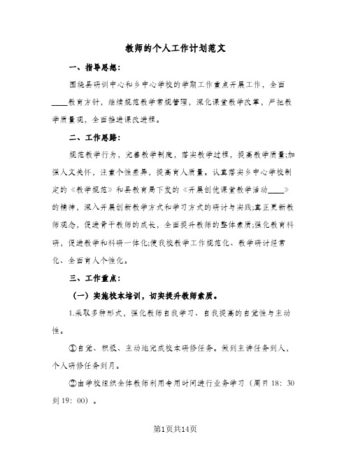 教师的个人工作计划范文（五篇）