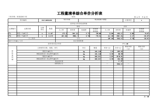 综合单价分析表(灌注桩)