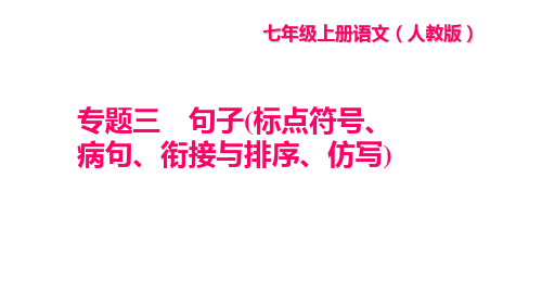 部编版七年级语文上册专题三 句子(标点符号、病句、衔接与排序、仿写)