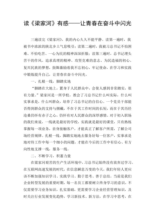 读《梁家河》有感——让青春在奋斗中闪光