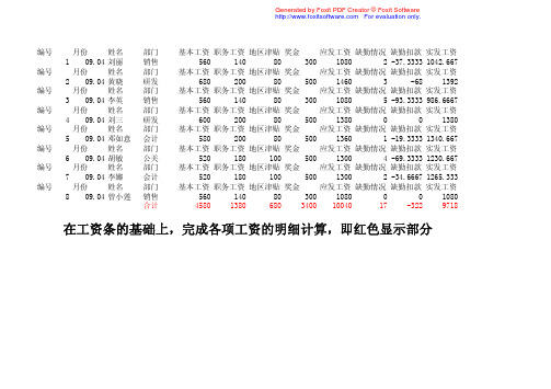 EXCEL实例---职工工资条(明细)