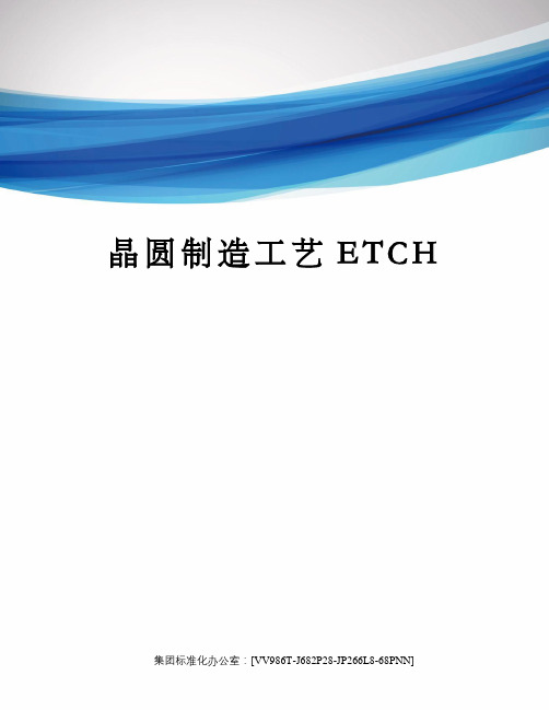 晶圆制造工艺ETCH完整版