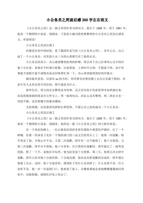 小公务员之死读后感300字左右范文