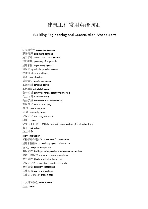 建筑工程常用英语词汇