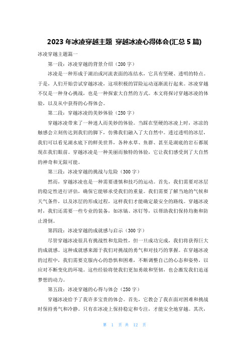 2023年冰凌穿越主题 穿越冰凌心得体会(汇总5篇)